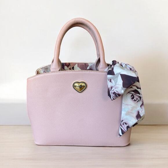Vintage Y2K Pink Betsey Johnson XOGIGI  Purse Handbag with  Pink Floral Scarf - Picture 1 of 10